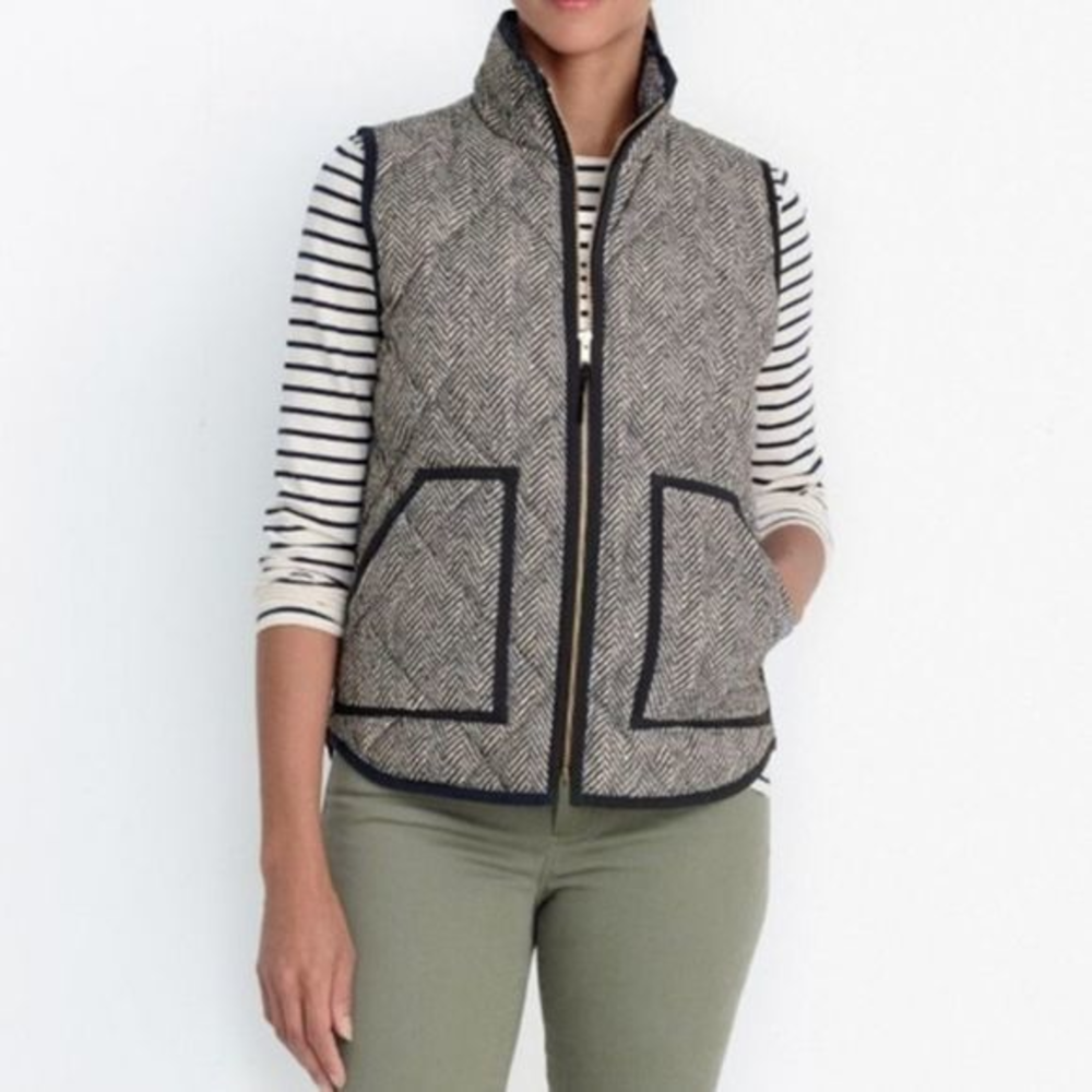 J. Crew Herringbone Excursion‎ Quilted Puffer Vest